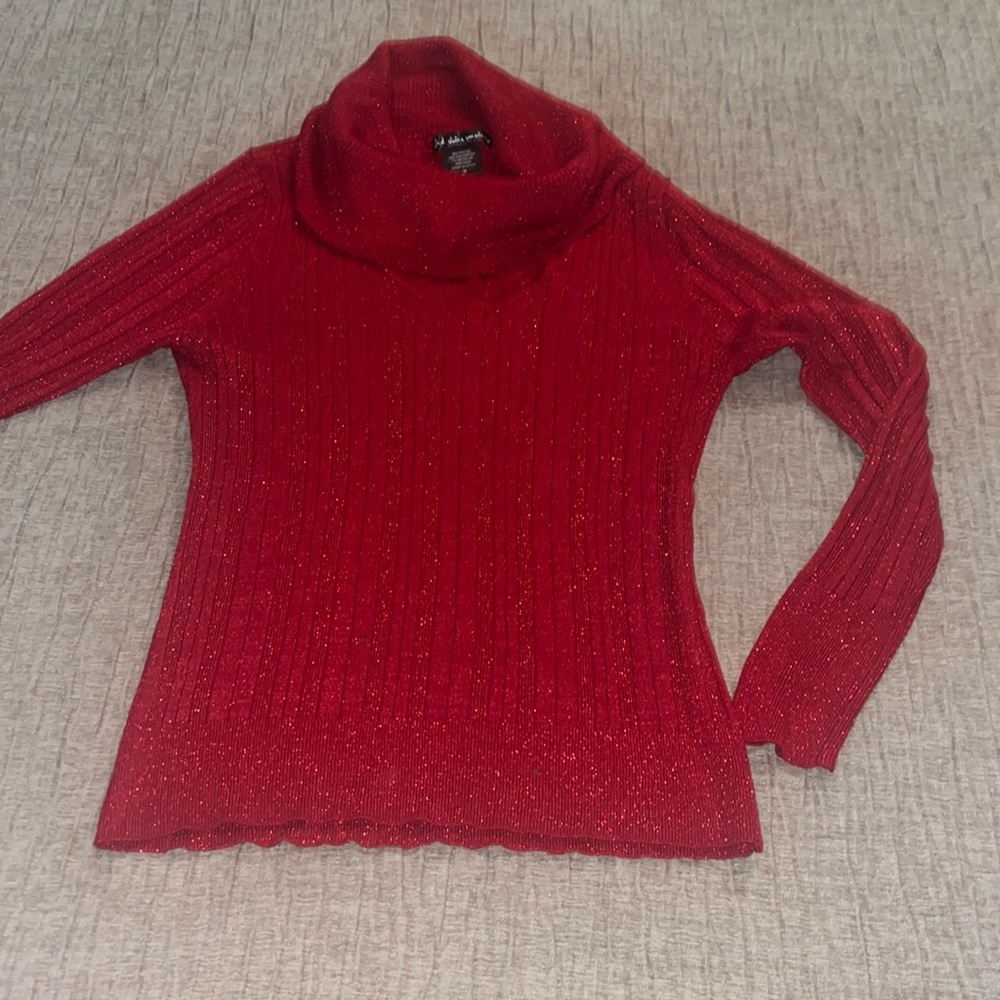 Glittery Red Sweater Medium